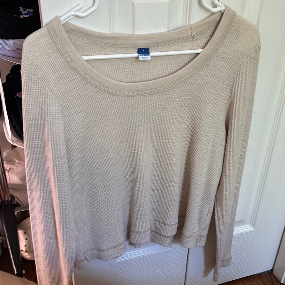 Old Navy Women's Cream Long Sleeve Blouse